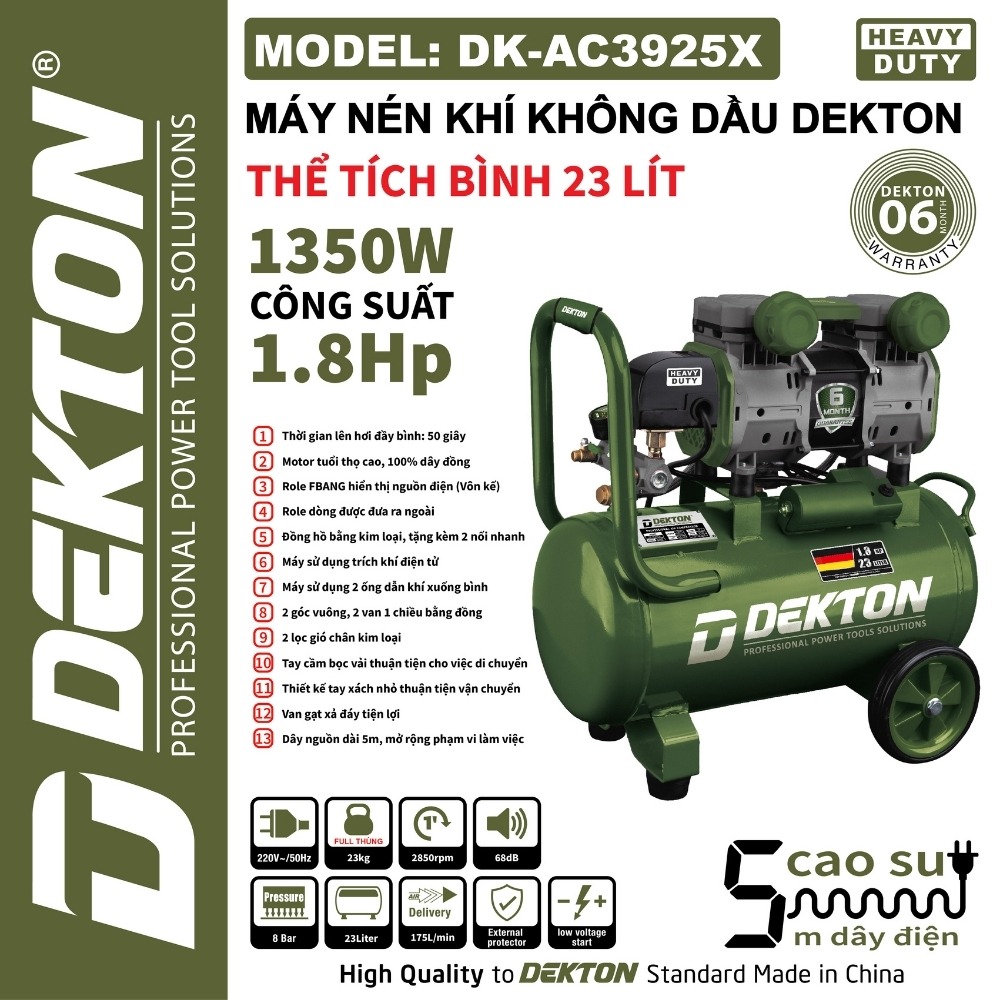 Máy nén khí không dầu 23L 1.8HP Dekton DK-AC3925X 2 DK-AC3925X (2)
