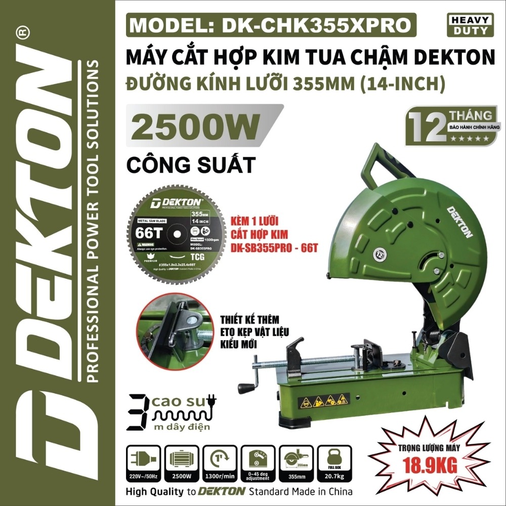 Máy cắt hợp kim tua chậm 2500W Dekton DK-CHK355XPRO (kèm 1 lưỡi hợp kim) 4 DK- CHK355XPRO (2)