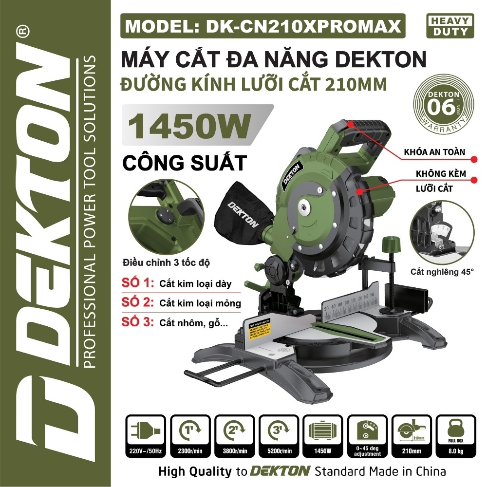 Máy cắt đa năng 1450W Dekton DK-CN210XPROMAX (điều chỉnh 3 tốc độ) 1 Máy cắt đa năng 1450W Dekton DK-CN210XPROMAX