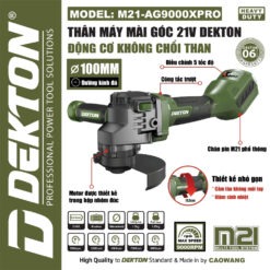 Máy mài góc pin 21V 100mm Dekton M21-AG9000XPRO (màu olive)