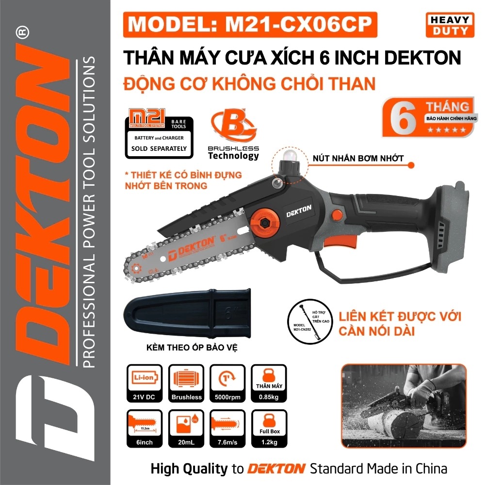 Máy cưa xích pin 21V 6 inch Dekton M21-CX06CP 1 Máy cưa xích pin 21V 6 inch Dekton M21-CX06CP