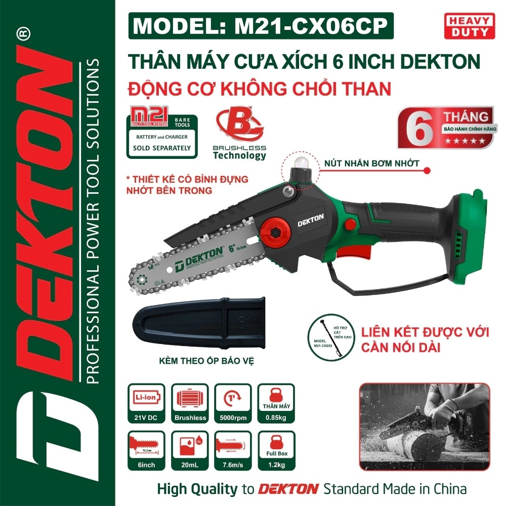 Máy cưa xích pin 21V 6 inch Dekton M21-CX06CP 2 Dekton M21-CX06CP (4)