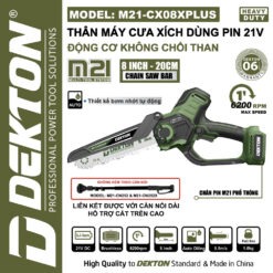 Máy cưa xích pin 21V 8 inch Dekton M21-CX08XPLUS (màu olive)