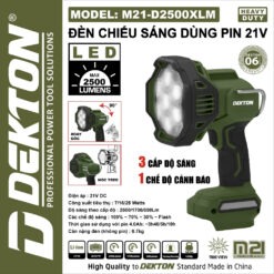 Đèn chiếu sáng dùng pin 21V Dekton M21-D2500XLM