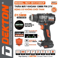 Máy khoan búa pin 21V 100Nm Dekton M21-ID13100CP (màu xám)