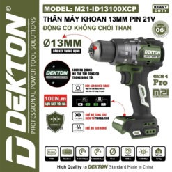 Máy khoan búa pin 21V 100Nm Dekton M21-ID13100XCP (màu olive)
