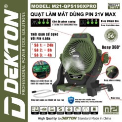 Quạt phun sương dùng pin 21V Dekton M21-QPS190XPRO