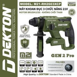 Máy khoan bê tông pin 3 chức năng Dekton M21-RH2603XCP (Anti kickback)