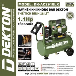 Trang chủ 46 Máy nén khí không dầu 18L Dekton DK-AC2918LX