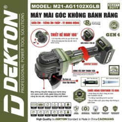 Máy mài góc dùng pin 21V-100mm Dekton M21-AG1102XGLB