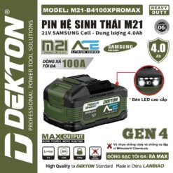 Trang chủ 308 Pin 21V 4.0Ah Dekton M21-B4100XPROMAX