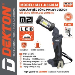 Đèn làm việc dùng pin 21V-3600 lumens Dekton M21-D360LM