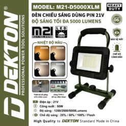 Đèn công trình dùng pin 21V-5000 lumens Dekton M21-D5000XLM