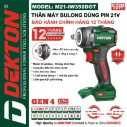 Máy siết bulong dùng pin 21V-355Nm Dekton M21-IW350GDT
