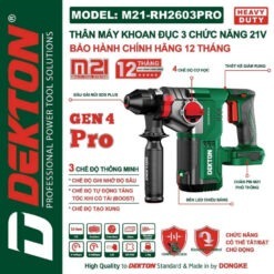 Máy khoan bê tông dùng pin 21V Dekton M21-RH2603PRO (GEN 4 PRO)