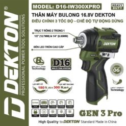 Máy siết bu lông 16.8V Dekton D16-IW300XPRO (Chưa Pin & Sạc)