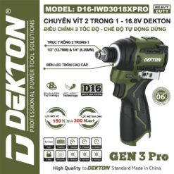 Máy siết vít 16.8V Dekton D16-IWD3018XPRO (Chưa Pin & Sạc)