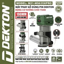 Trang chủ 20 Máy phay gỗ dùng pin 21V Dekton M21-MS635XPRO