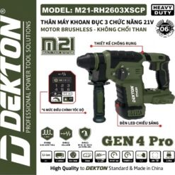 Máy khoan đục 3 chức năng dùng pin 21V-2.8J Dekton M21-RH2603XSCP